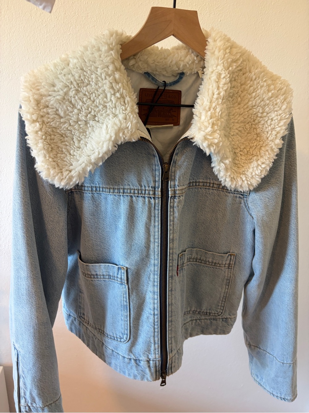 Levi's Light Blue Denim Jacket with Cream Sherpa Collar